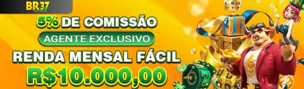 Agente exclusivo BR37 cassino online com 5% de comissão e renda mensal de R$10.000.