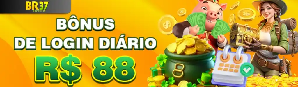 Bônus de login diário de R$88 no BR37 cassino online.